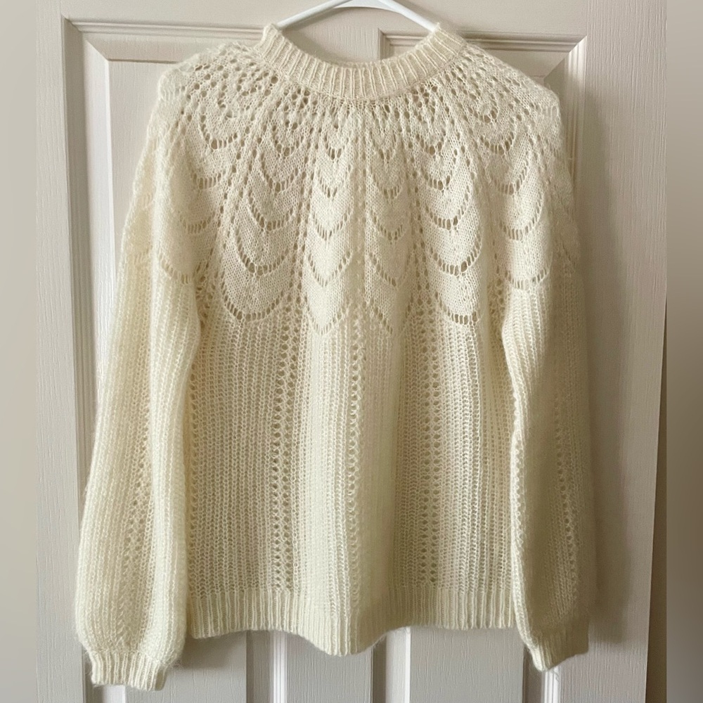 Sezane Cream Knit Sweater